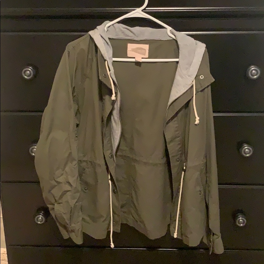 Forever 21 green denim hooded jacket.